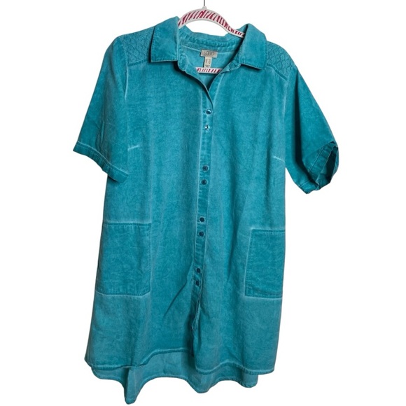 LOGO by Lori Goldstein Dresses & Skirts - LOGO by Lori Goldstein Teal Button-Down Midi Dress